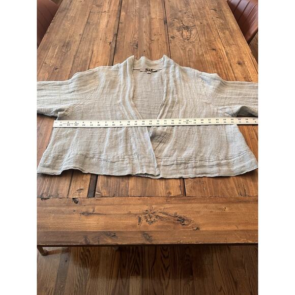 Flax 100% Linen Open Front Cropped Cardigan Lagenlook Artsy Jacket Sweater - Picture 7 of 8